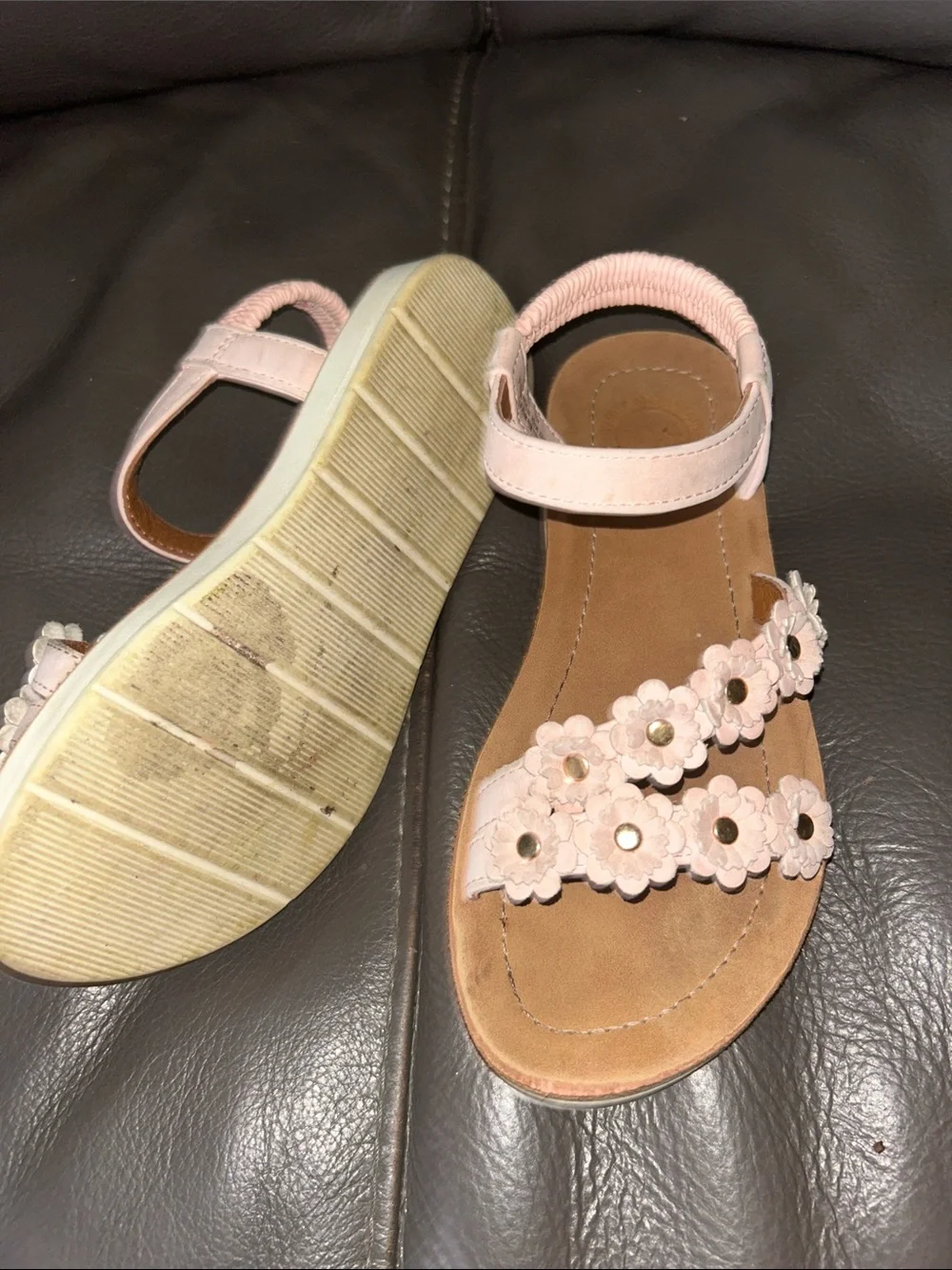 Girls' Pink Floral Strap Sandals